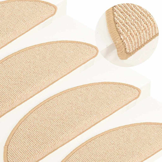 Carpet Stair Tread | Set of 15 | Cream | Polypropylene | 56 x 17 x 3 cm