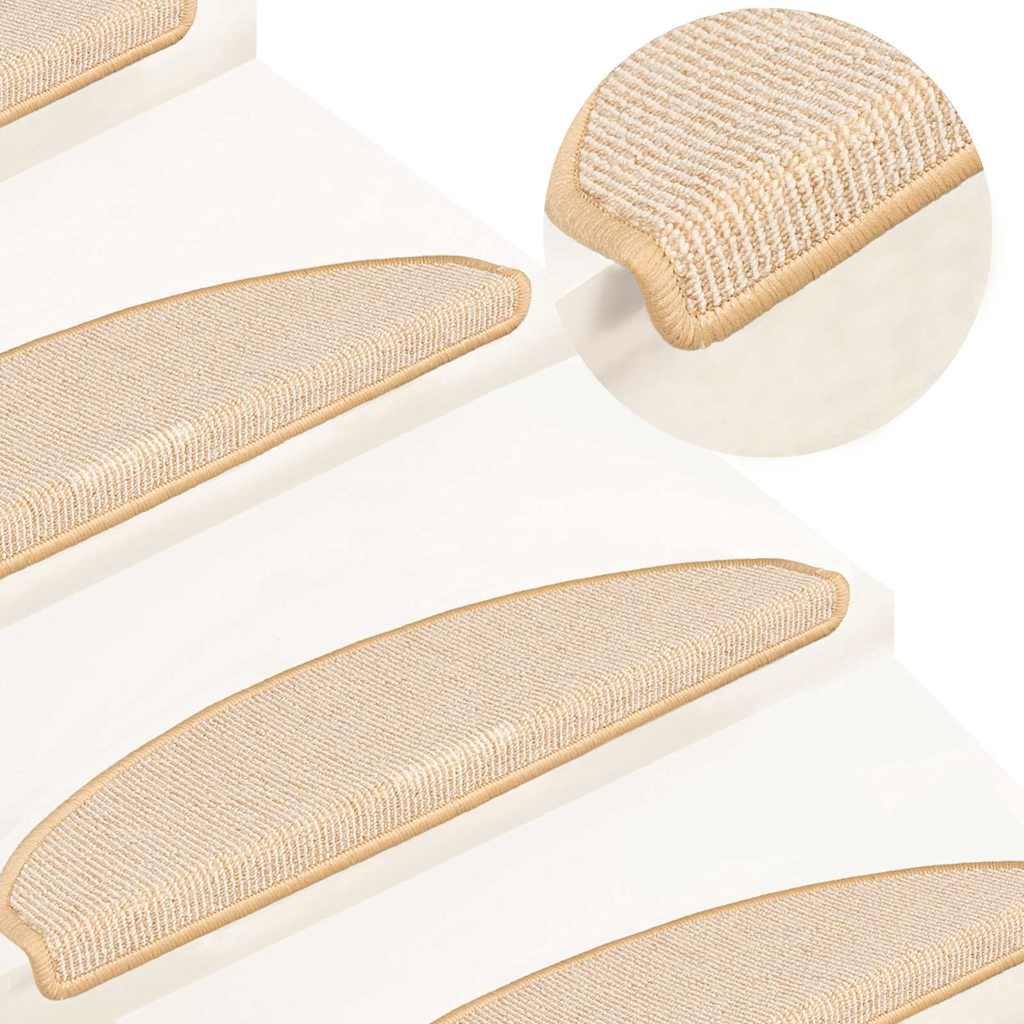 Stair Mats 15 pcs 65x21x4 cm Cream Half Round Large