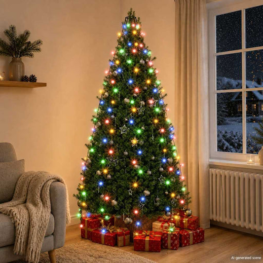 328883 vidaXL Christmas Tree Net Lights with 210 LEDs Colourful 210 cm