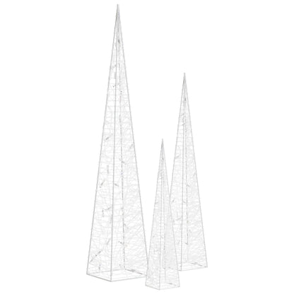 Acrylic Decorative LED Light Cone Set Blue 30/45/60cm