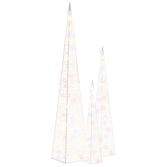 Acrylic Decorative LED Light Cone Set Multicolour 60/90/120cm
