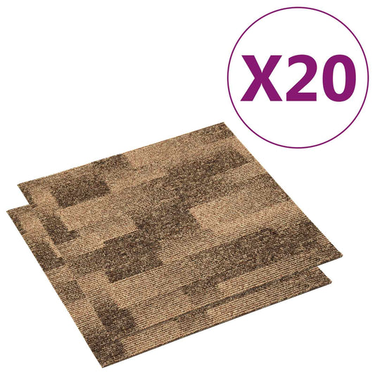 Floor Carpet 20 pcs Brown 50 x 50 cm PP Low Pile