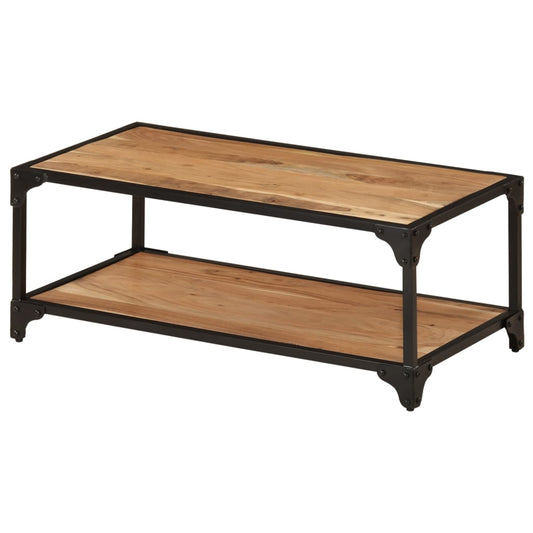 Coffee Table | Natural Brown | Solid Acacia Wood, Powder-Coated Iron