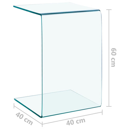 Side Table | Clear | Tempered glass | 40x40x60 cm | Tough | Side Table