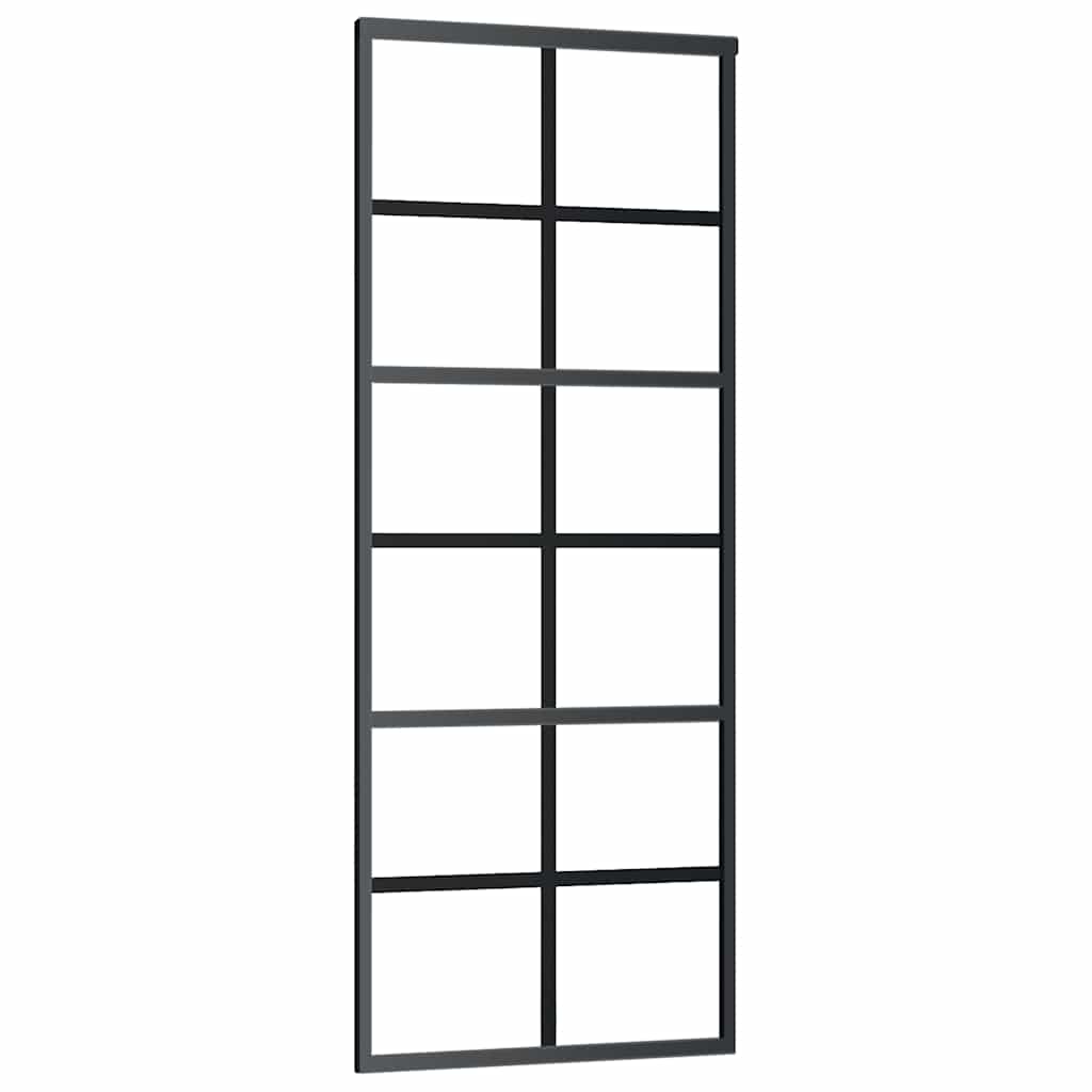 Sliding Door ESG Glass and Aluminium 76x205 cm Black