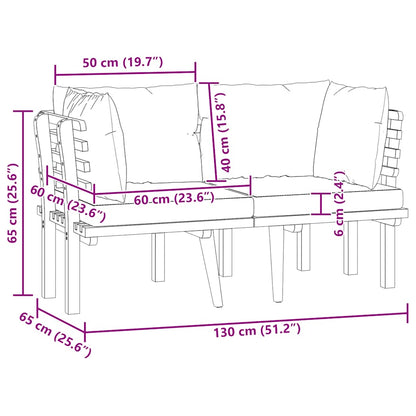 2-Seater Patio Sofa with Cushions Solid Acacia Wood