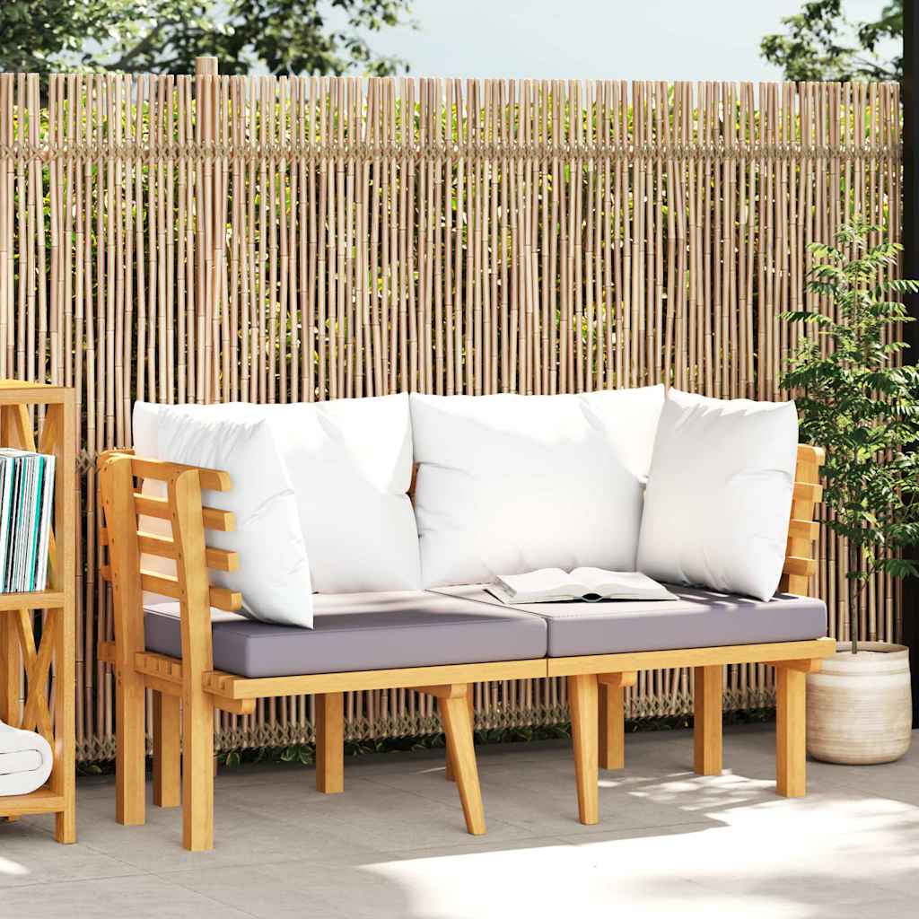 2-Seater Patio Sofa with Cushions Solid Acacia Wood