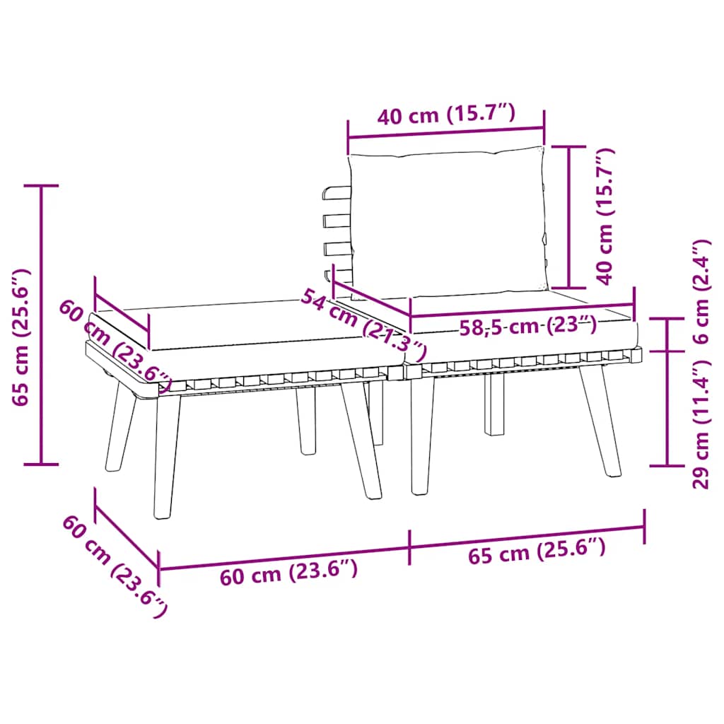 3 Piece Patio Lounge Set with Cushions Solid Acacia Wood