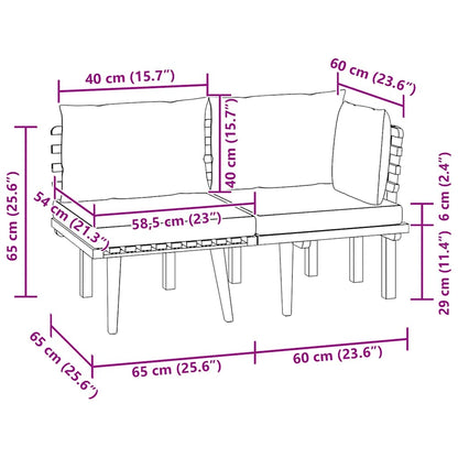 2 Piece Patio Lounge Set with Cushions Solid Acacia Wood