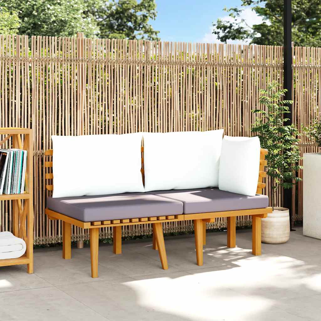 2 Piece Patio Lounge Set with Cushions Solid Acacia Wood
