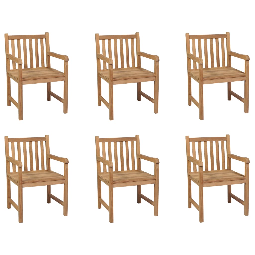 Outdoor Chair Set of 6 | Brown | Solid Teak Wood | Standard | Durable