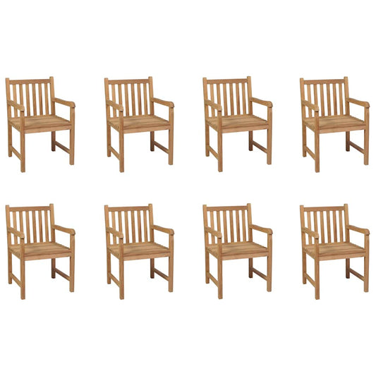 Outdoor Chairs 8 pcs Solid Teak Wood