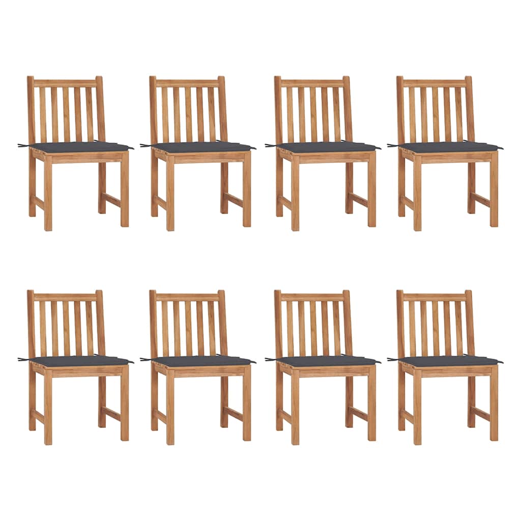 Patio Chairs 8 pcs with Cushions Solid Teak Wood