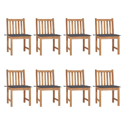 Patio Chairs 8 pcs with Cushions Solid Teak Wood