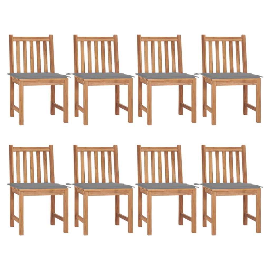 Patio Chairs 8 pcs with Cushions Solid Teak Wood