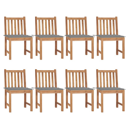 Patio Chairs 8 pcs with Cushions Solid Teak Wood