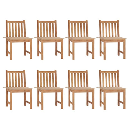 Patio Chairs 8 pcs with Cushions Solid Teak Wood