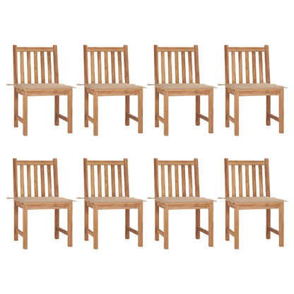 Patio Chairs 8 pcs with Cushions Solid Teak Wood