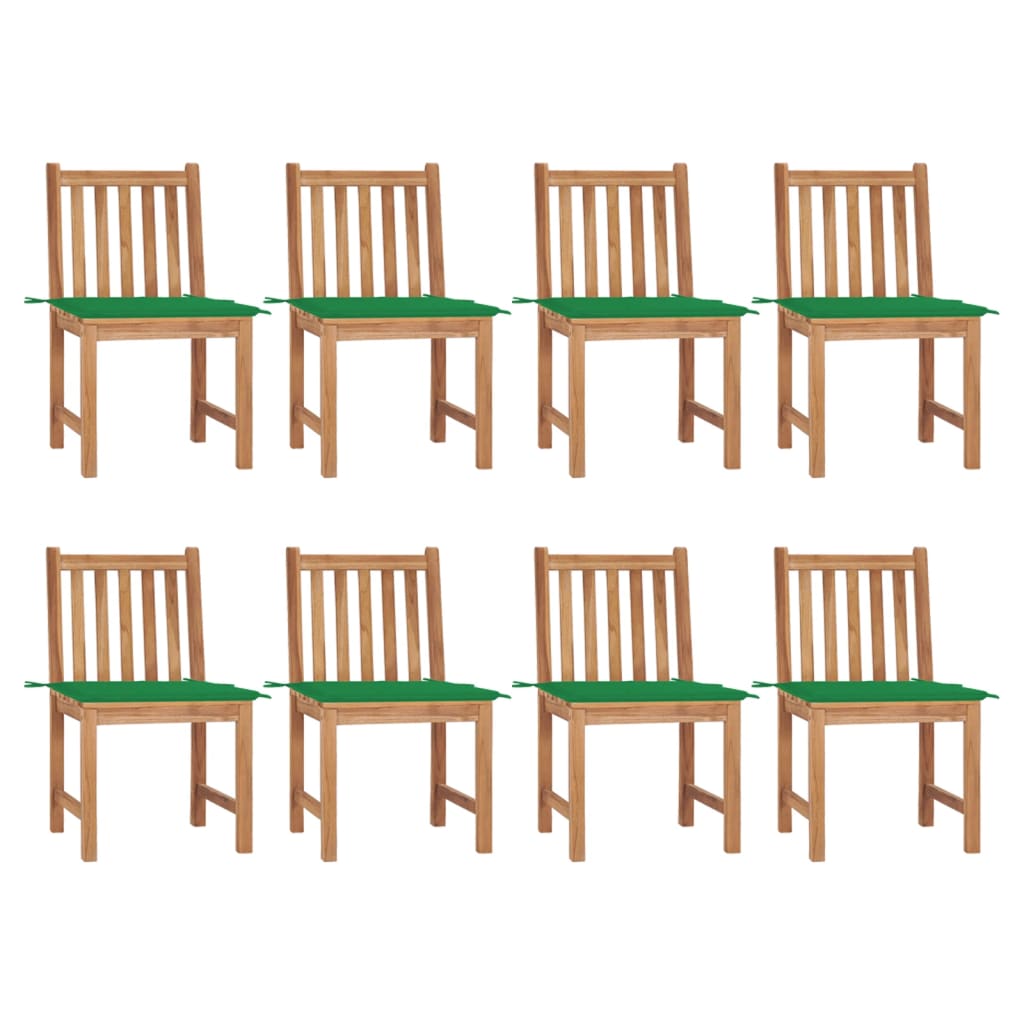 Patio Chairs 8 pcs with Cushions Solid Teak Wood
