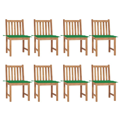 Patio Chairs 8 pcs with Cushions Solid Teak Wood