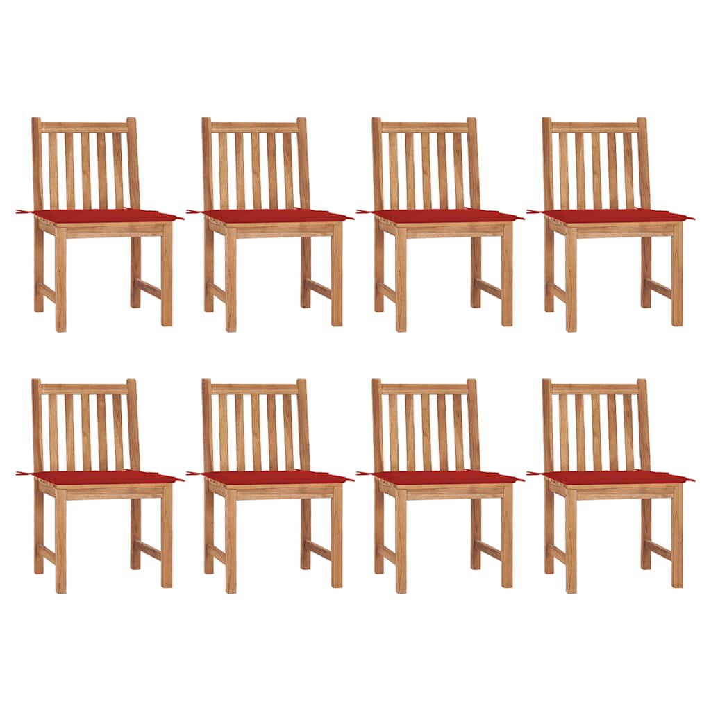 Patio Chairs 8 pcs with Cushions Solid Teak Wood