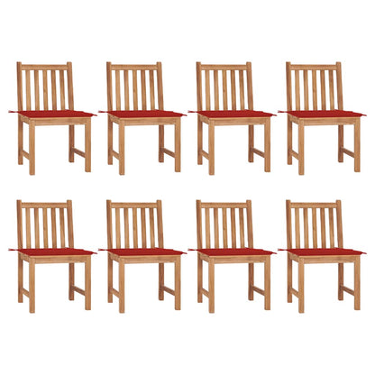Patio Chairs 8 pcs with Cushions Solid Teak Wood