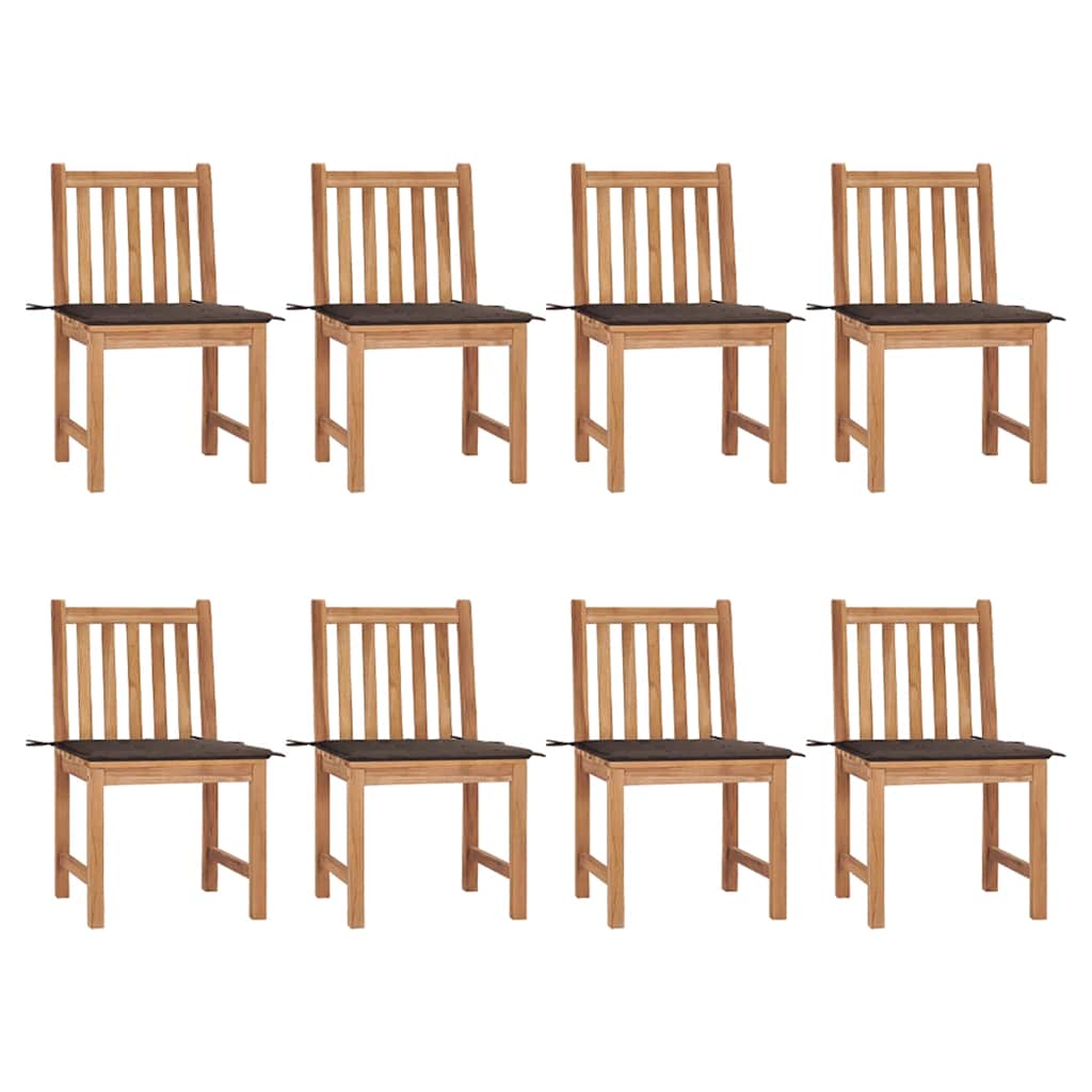Patio Chairs 8 pcs with Cushions Solid Teak Wood