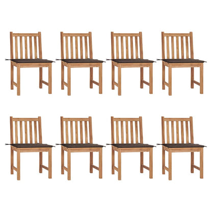 Patio Chairs 8 pcs with Cushions Solid Teak Wood