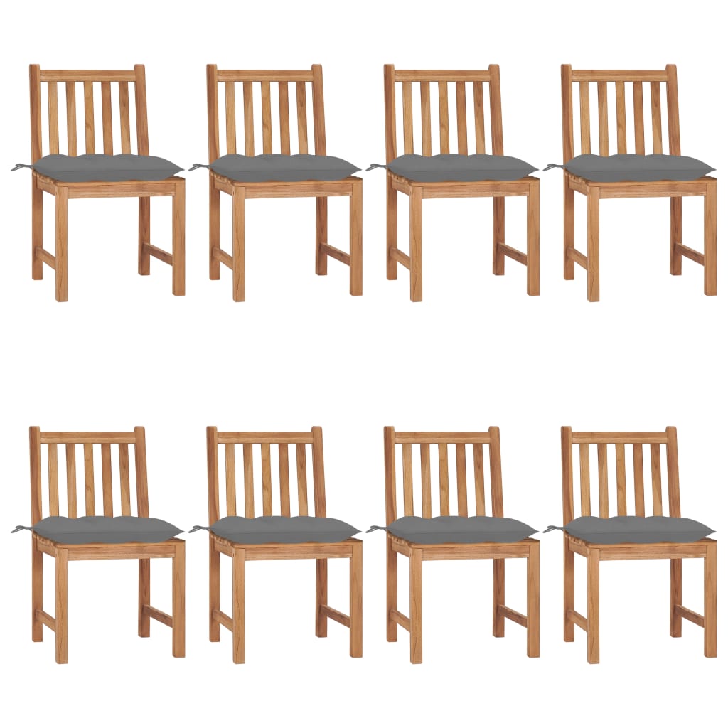Patio Chairs 8 pcs with Cushions Solid Teak Wood