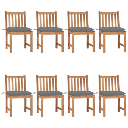 Patio Chairs 8 pcs with Cushions Solid Teak Wood