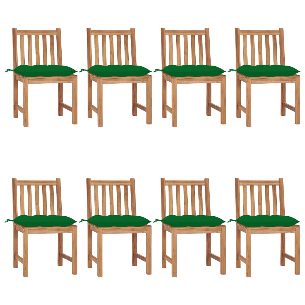Patio Chairs 8 pcs with Cushions Solid Teak Wood