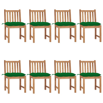 Patio Chairs 8 pcs with Cushions Solid Teak Wood