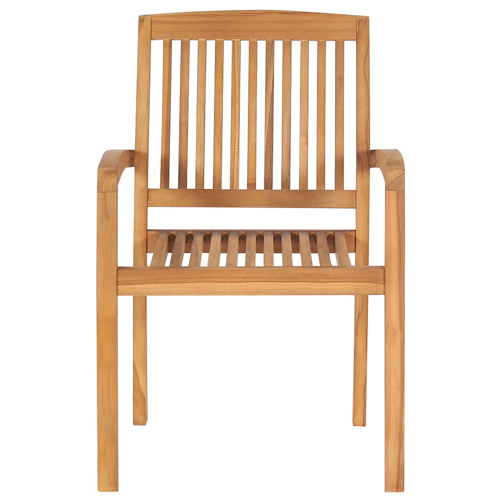 Stacking Patio Chairs with Cushions 8 pcs Solid Teak Wood