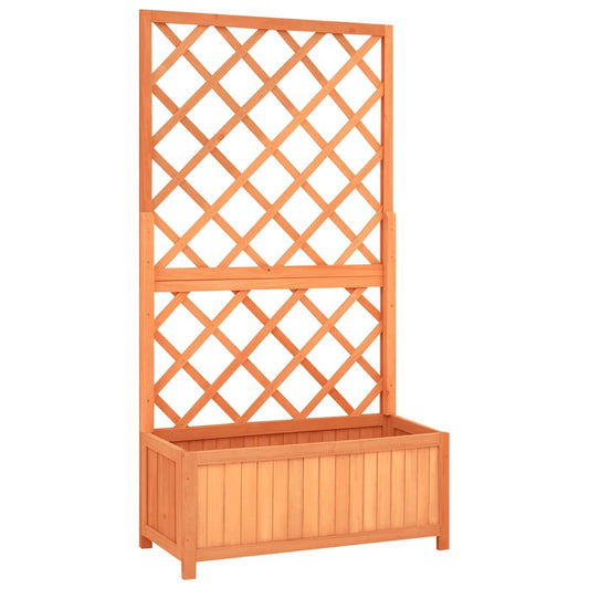 Planter with Trellis Brown 70x30x135 cm Solid Wood Fir