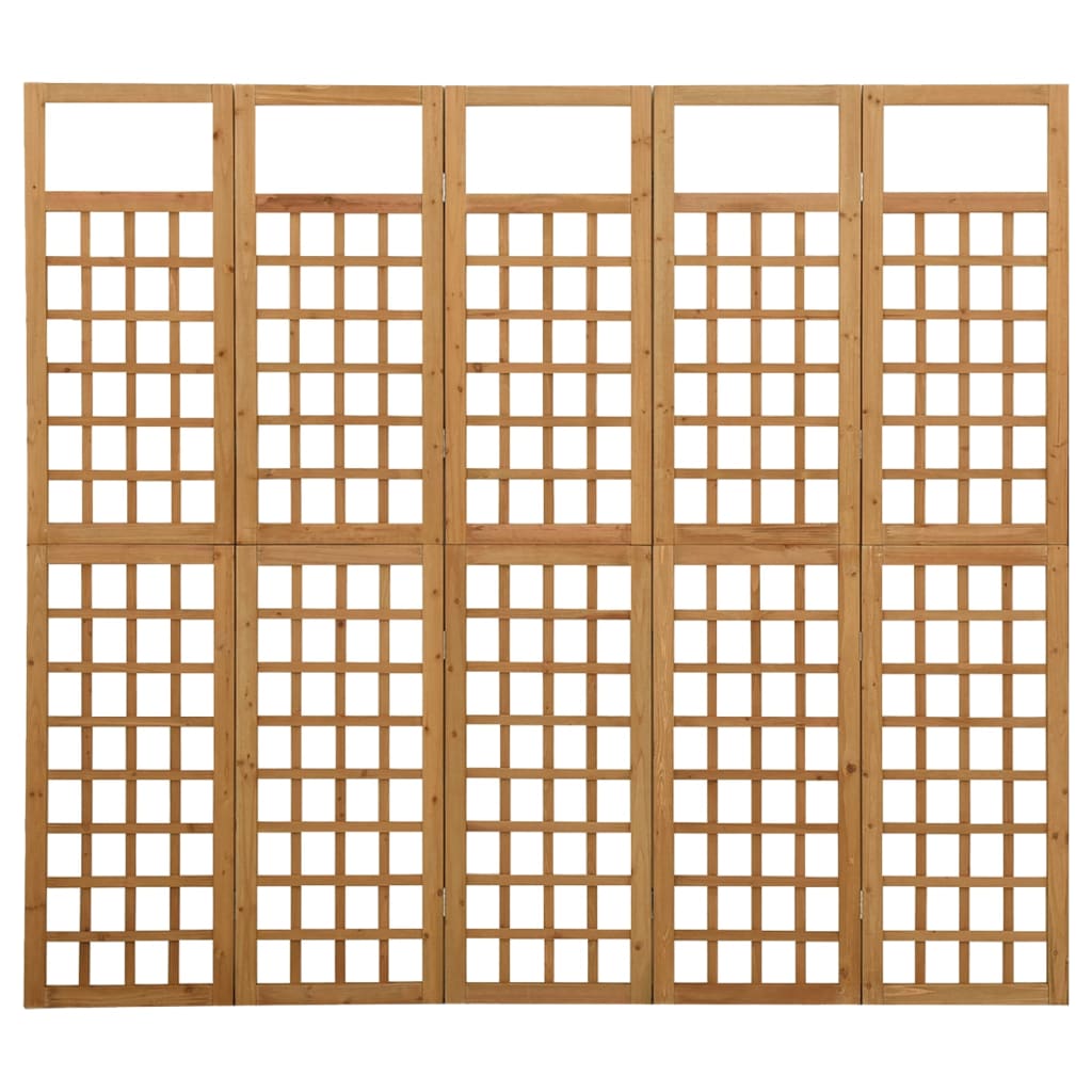 5-Panel Room Divider/Trellis Solid Fir Wood 201.5x180 cm