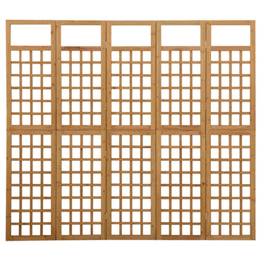 5-Panel Room Divider/Trellis Solid Fir Wood 201.5x180 cm