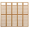 5-Panel Room Divider/Trellis Solid Fir Wood 201.5x180 cm