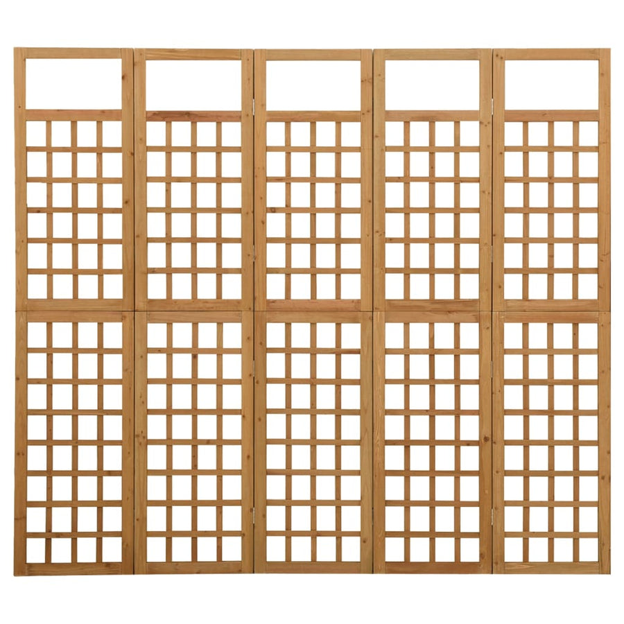 5-Panel Room Divider/Trellis Solid Fir Wood 201.5x180 cm