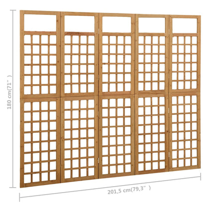 5-Panel Room Divider/Trellis Solid Fir Wood 201.5x180 cm