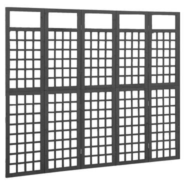 5-Panel Room Divider/Trellis Solid Fir Wood Black 201.5x180 cm