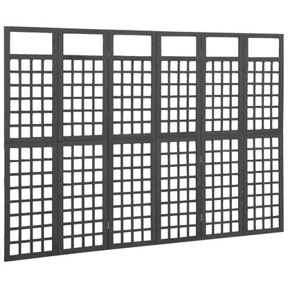 6-Panel Room Divider/Trellis Solid Fir Wood Black 242.5x180 cm