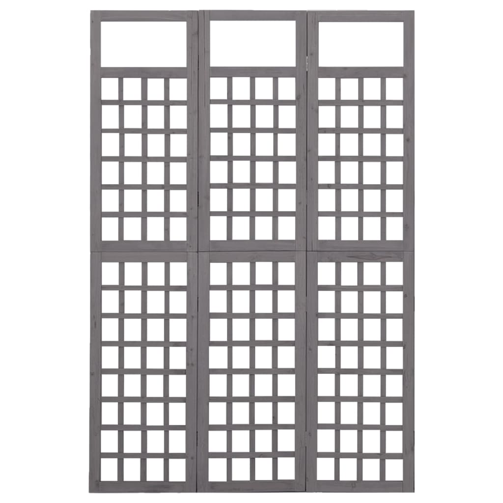 3-Panel Room Divider/Trellis Solid Fir Wood Gray 47.6"x70.9"