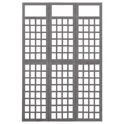 3-Panel Room Divider/Trellis Solid Fir Wood Gray 47.6"x70.9"