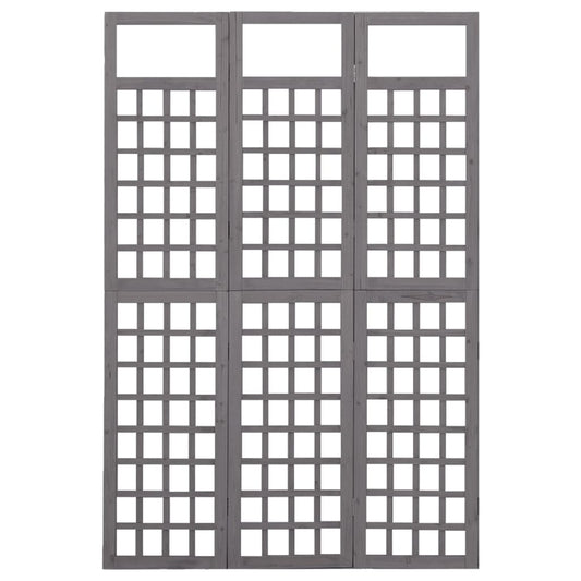 3-Panel Room Divider/Trellis Solid Fir Wood Gray 47.6"x70.9"