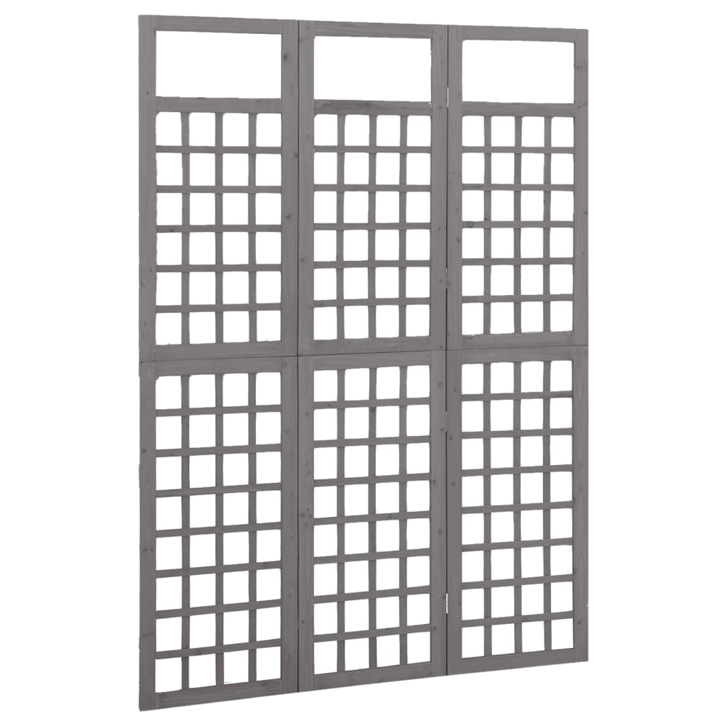 3-Panel Room Divider/Trellis Solid Fir Wood Gray 47.6"x70.9"