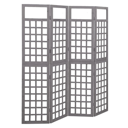 4-Panel Room Divider/Trellis Solid Fir Wood Grey 161x180 cm