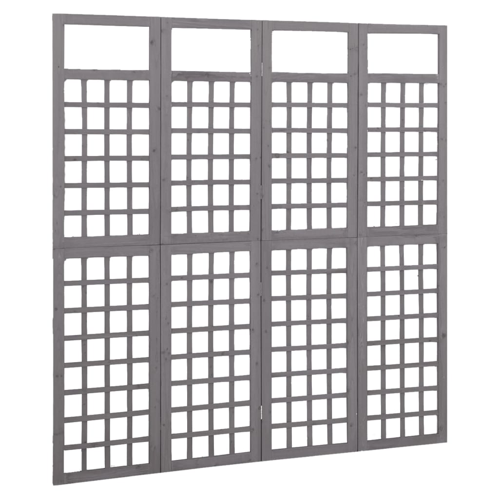 4-Panel Room Divider/Trellis Solid Fir Wood Grey 161x180 cm