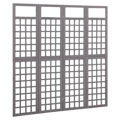 4-Panel Room Divider/Trellis Solid Fir Wood Grey 161x180 cm