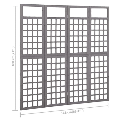 4-Panel Room Divider/Trellis Solid Fir Wood Grey 161x180 cm