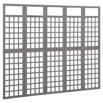 5-Panel Room Divider/Trellis Solid Fir Wood Grey 201.5x180 cm